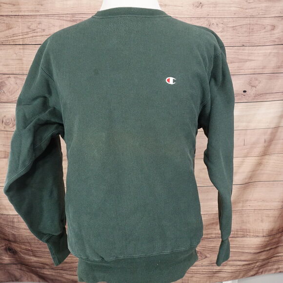 VINTAGE CHAMPION REVERSE WEAVE GREEN BLANK USA MADE CREW NECK SWEATSHIRT L 90s - Picture 4 of 8